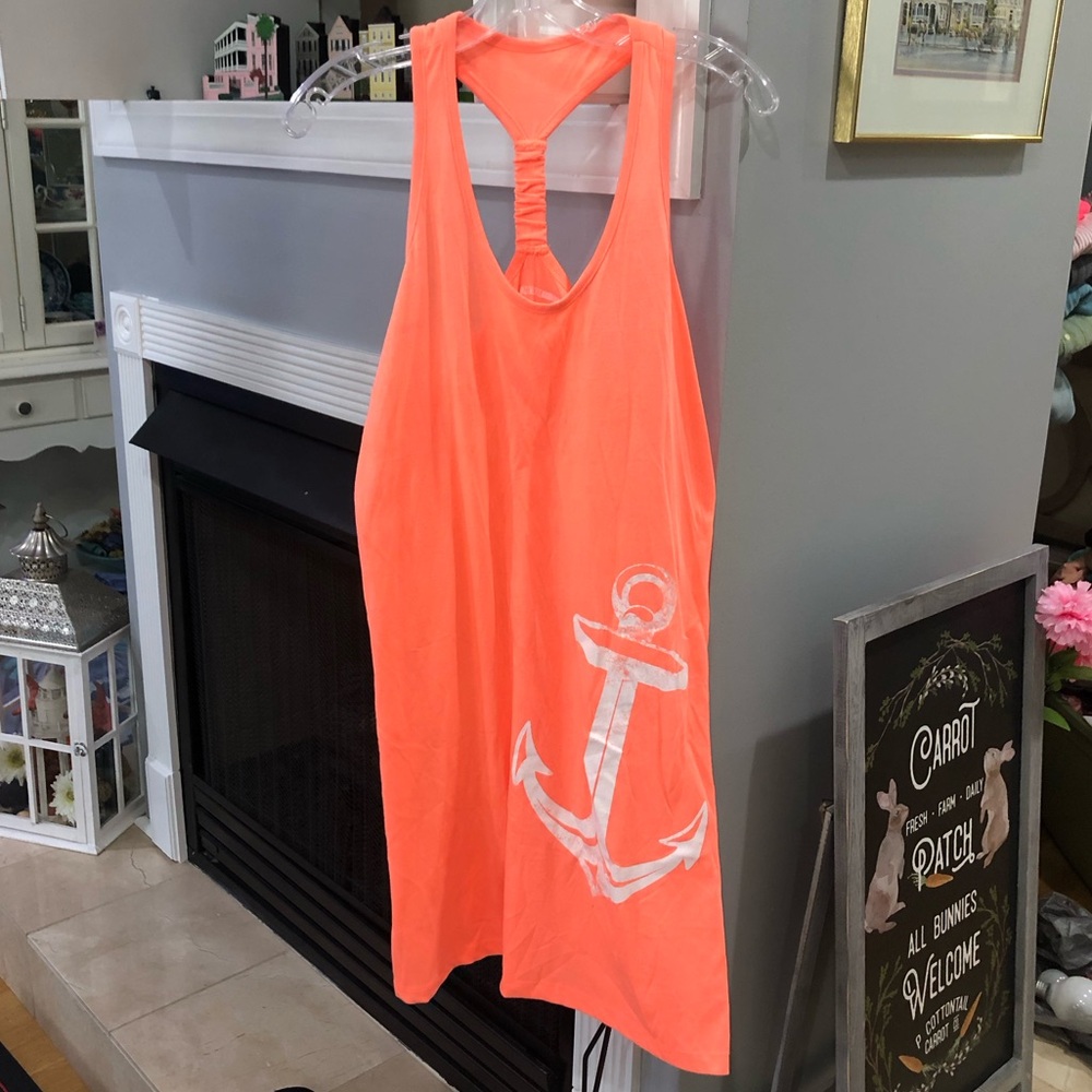 NEW Pressbox by Royce Apparel Neon Sleeveless Nautical Anchor Coverup Sun Dress